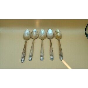 Vntg HOLMES & EDWARDS IS Danish Princess Inlaid Silver Plate - Teaspoons 5 Pcs